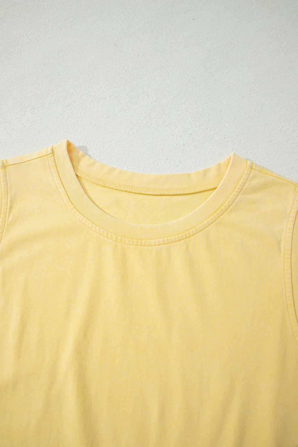 Yellow Cream Solid Color Washed Sleeveless Top Split Skort Cotton 2pcs Outfit