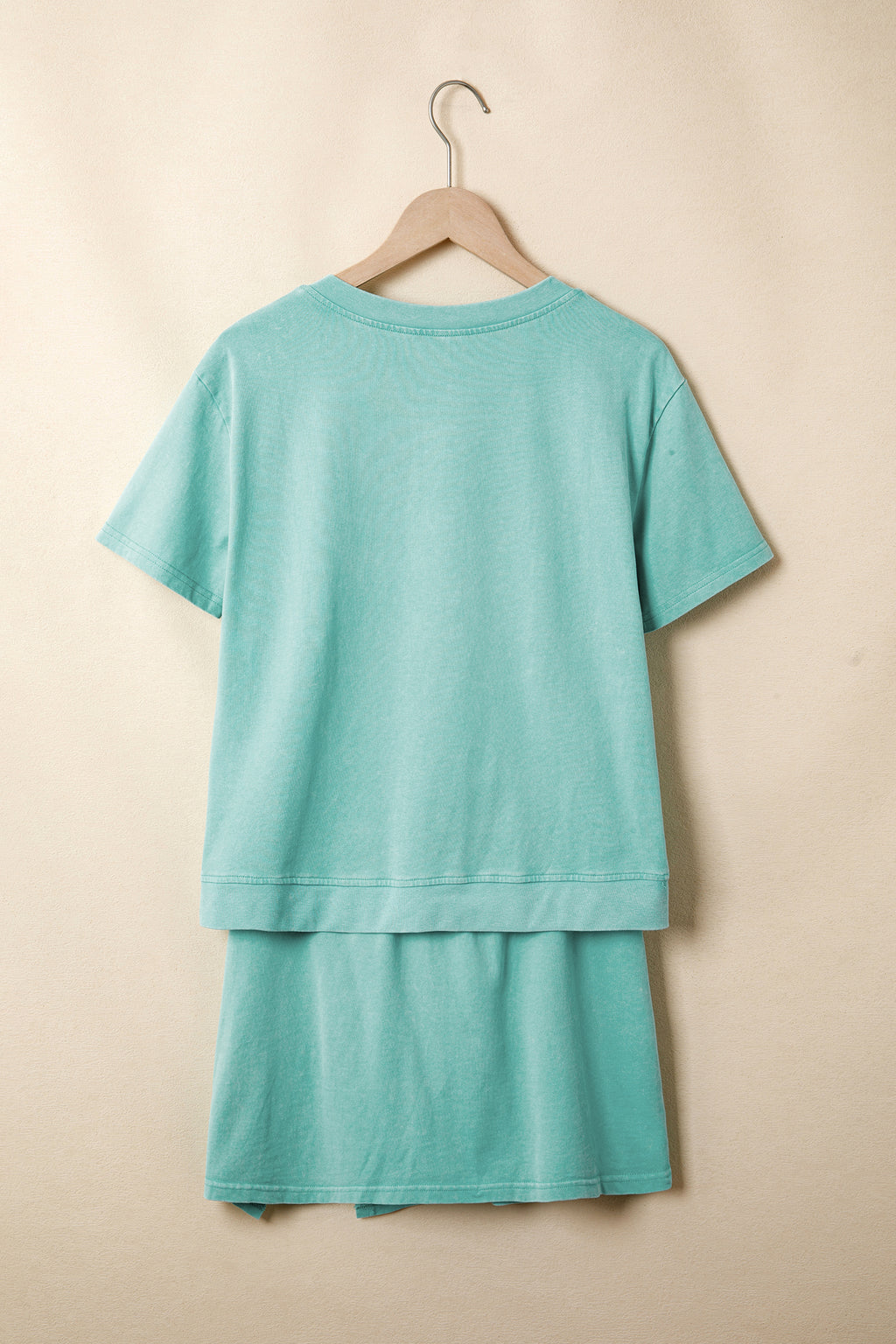 Mint Green Mineral Wash V Neck Tee Matching Skort Set