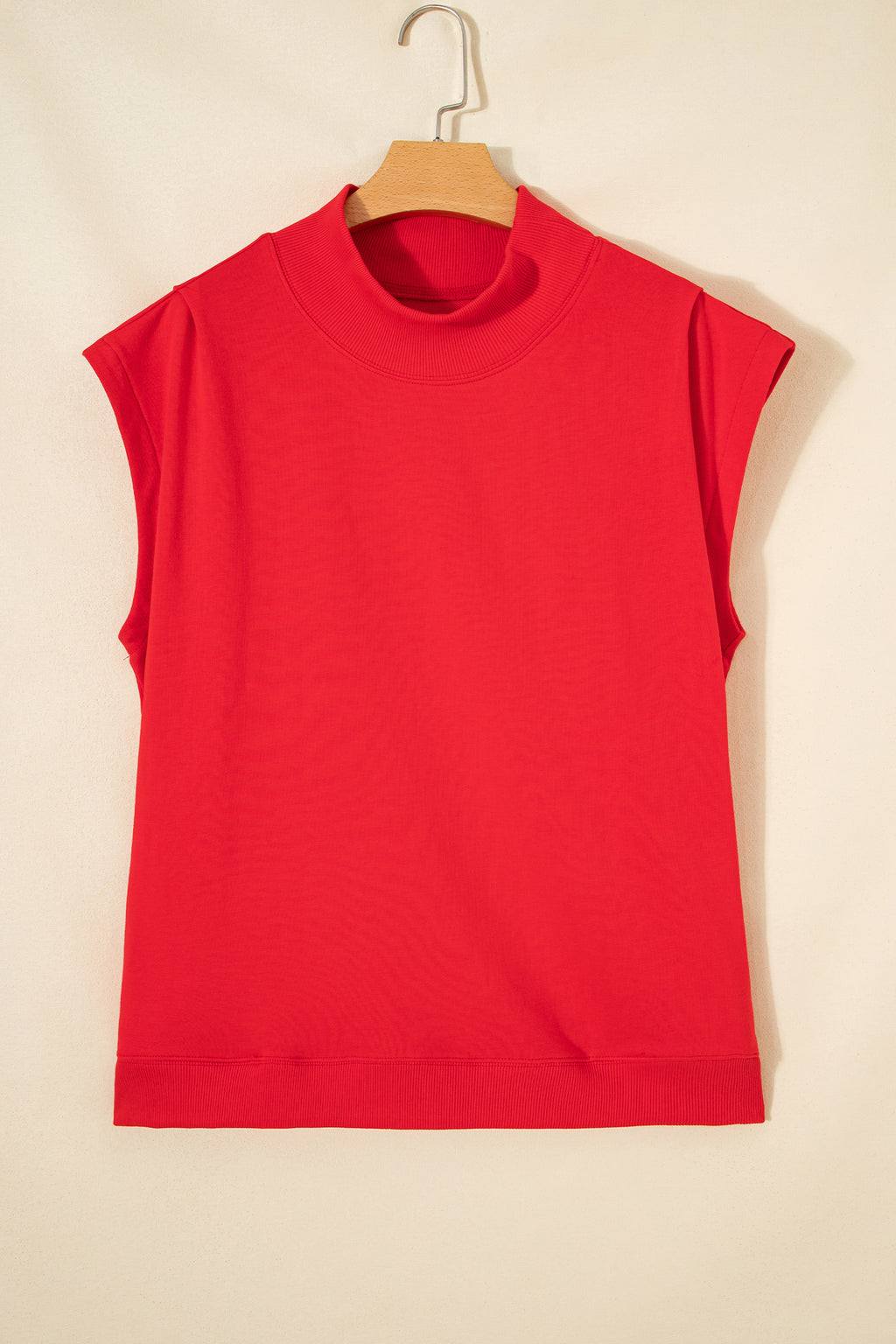 Yellow Solid Color High Neck Cap Sleeve Loose Top