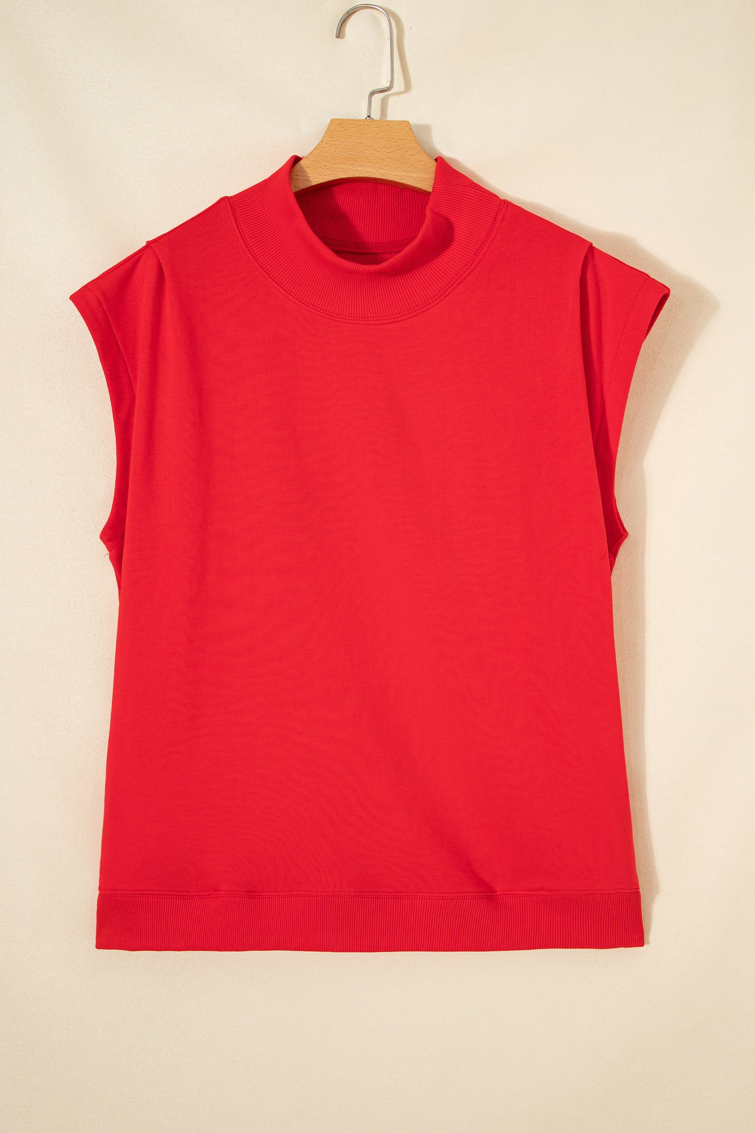 Yellow Solid Color High Neck Cap Sleeve Loose Top