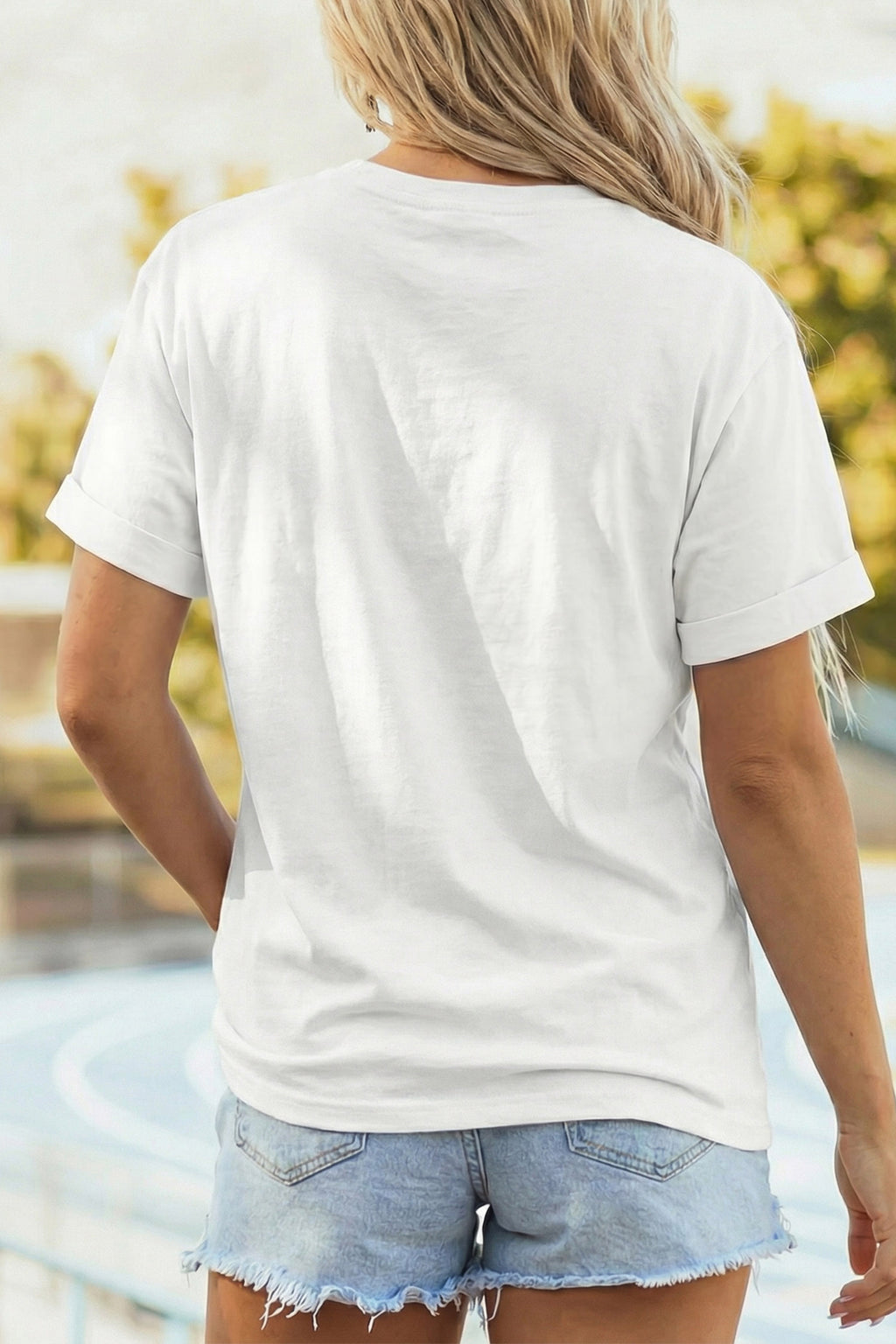 White PRAY Camo Letter Print Casual Round Neck T Shirt