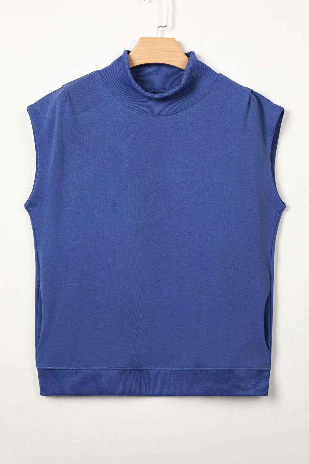 Yellow Solid Color High Neck Cap Sleeve Loose Top