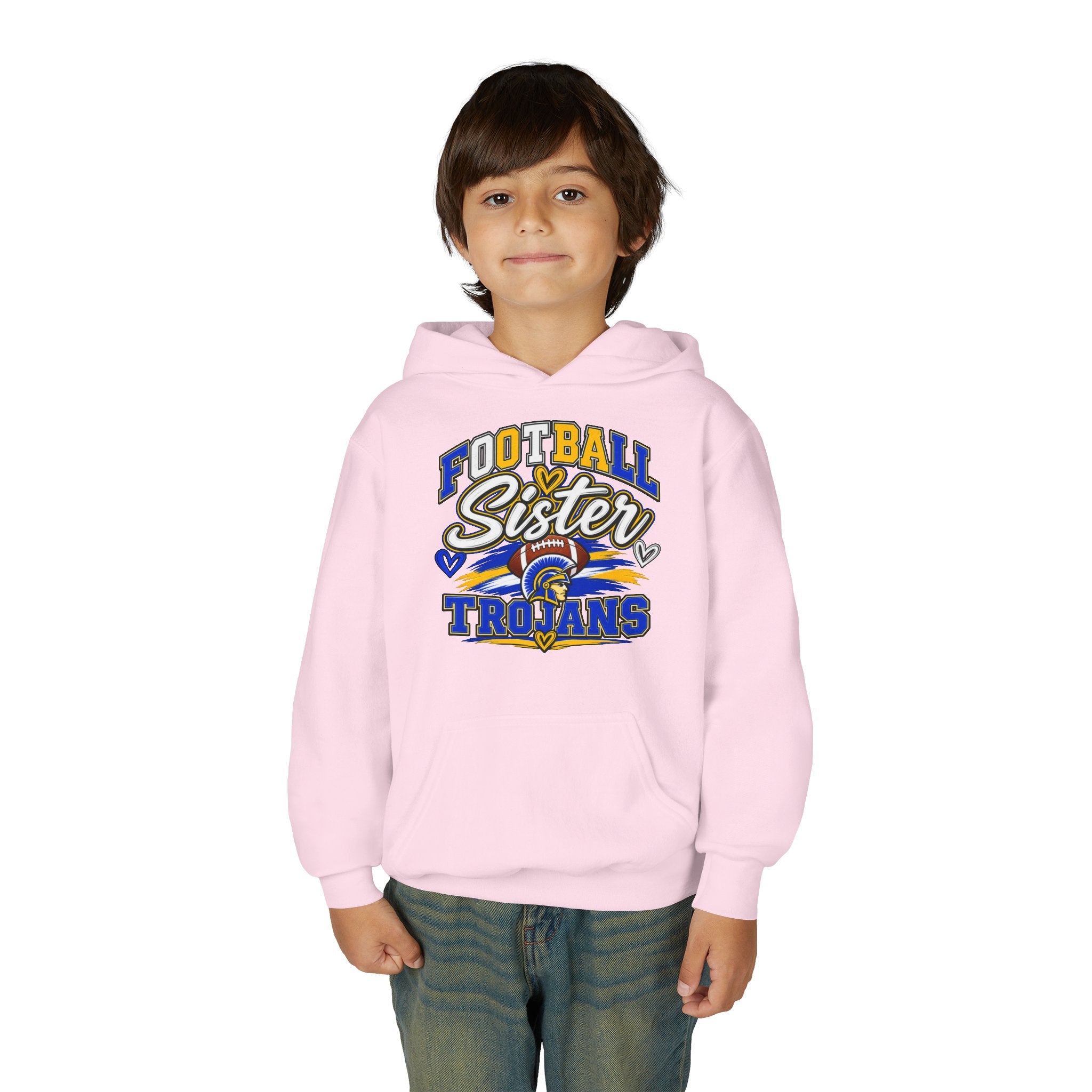 Youth Hoodie - "Football Sister" Trojans Team Spirit Pullover