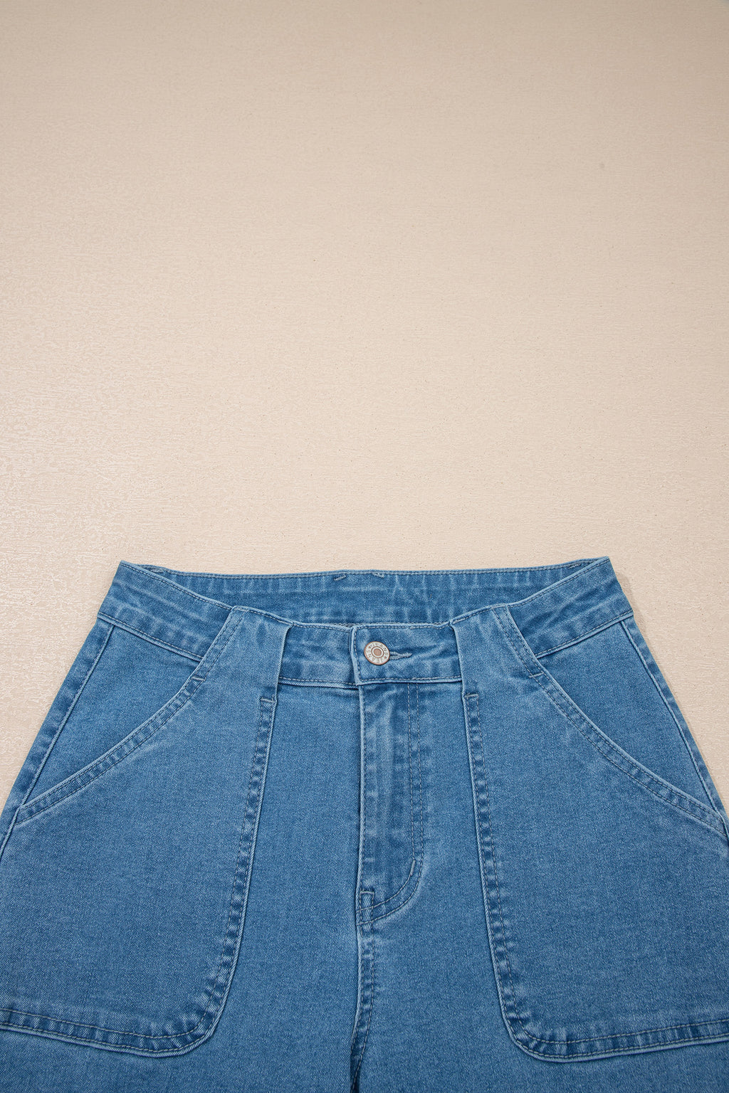 Dark Brown Retro Washed Patch Pocket Loose Jeans