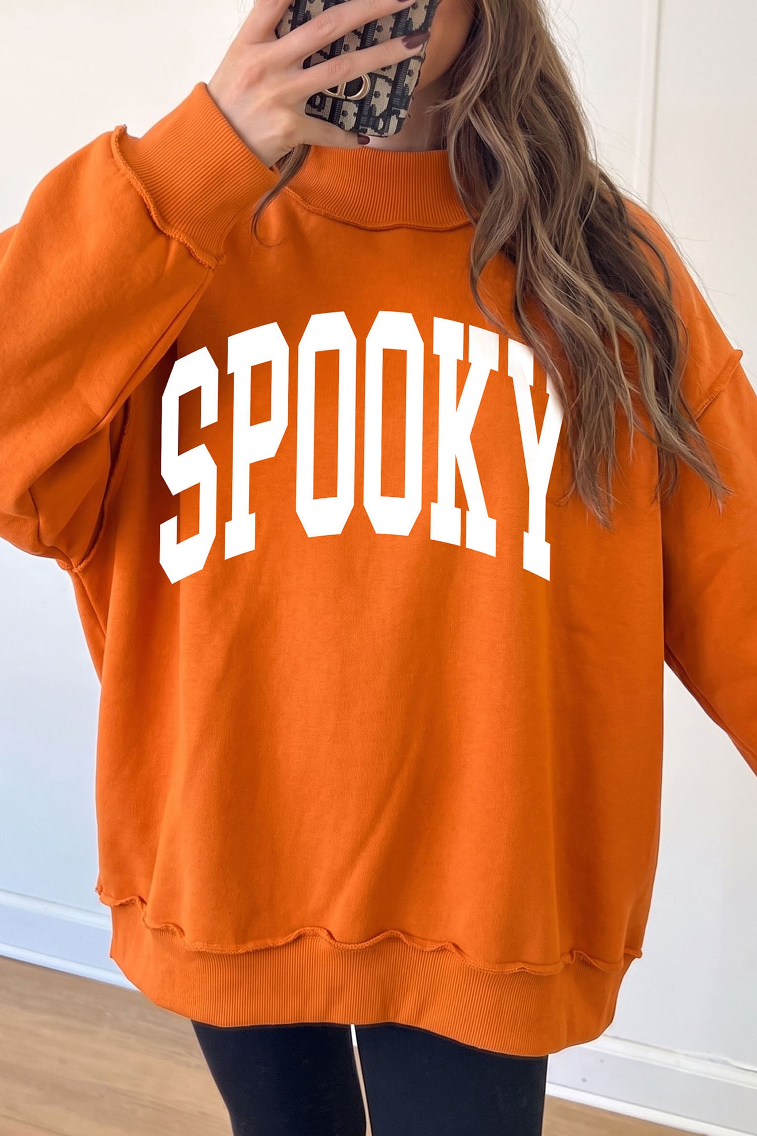 Carrot SPOOKY/ BOO Double Side Print Halloween Reversible Mock Neck Sweatshirt