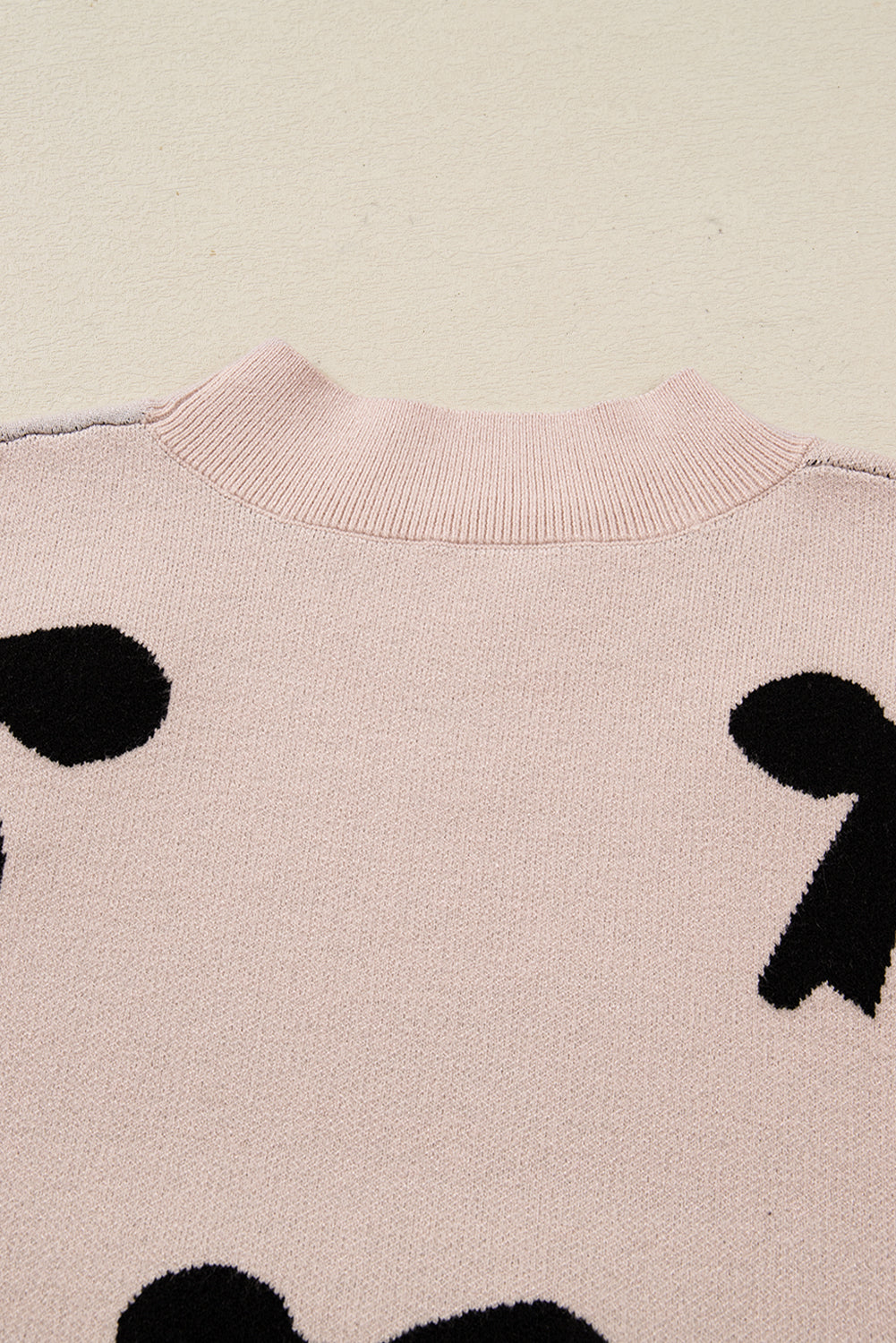 Blackish Green Pearl Embellished Bow Pattern Loose Sweater