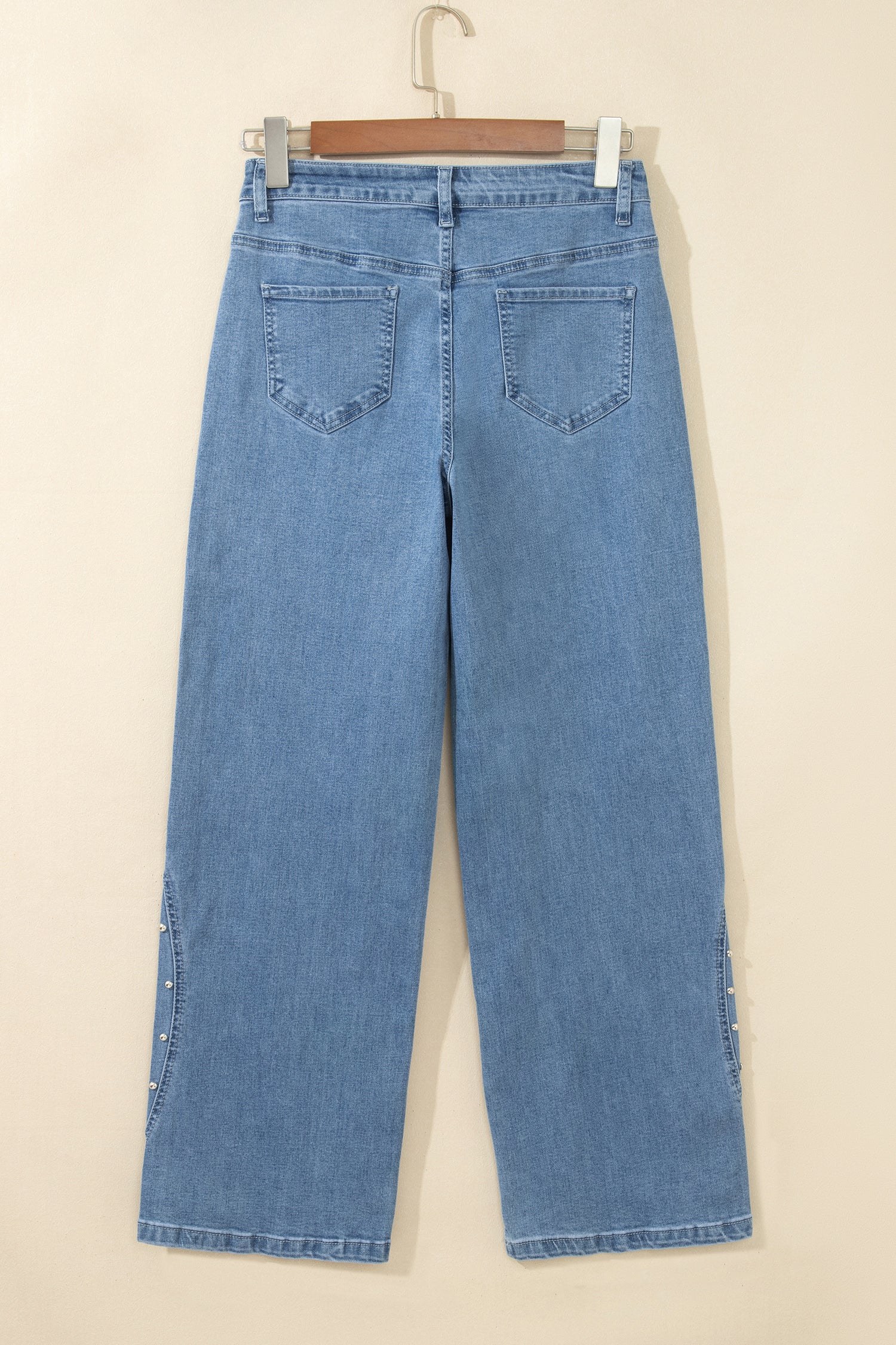 Dusk Blue Side Seam Rivet Detail Ankle Length Casual Jeans