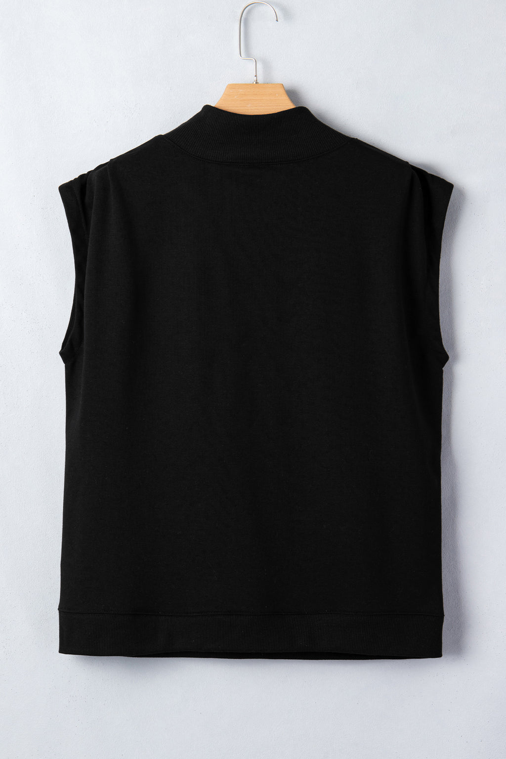 Yellow Solid Color High Neck Cap Sleeve Loose Top