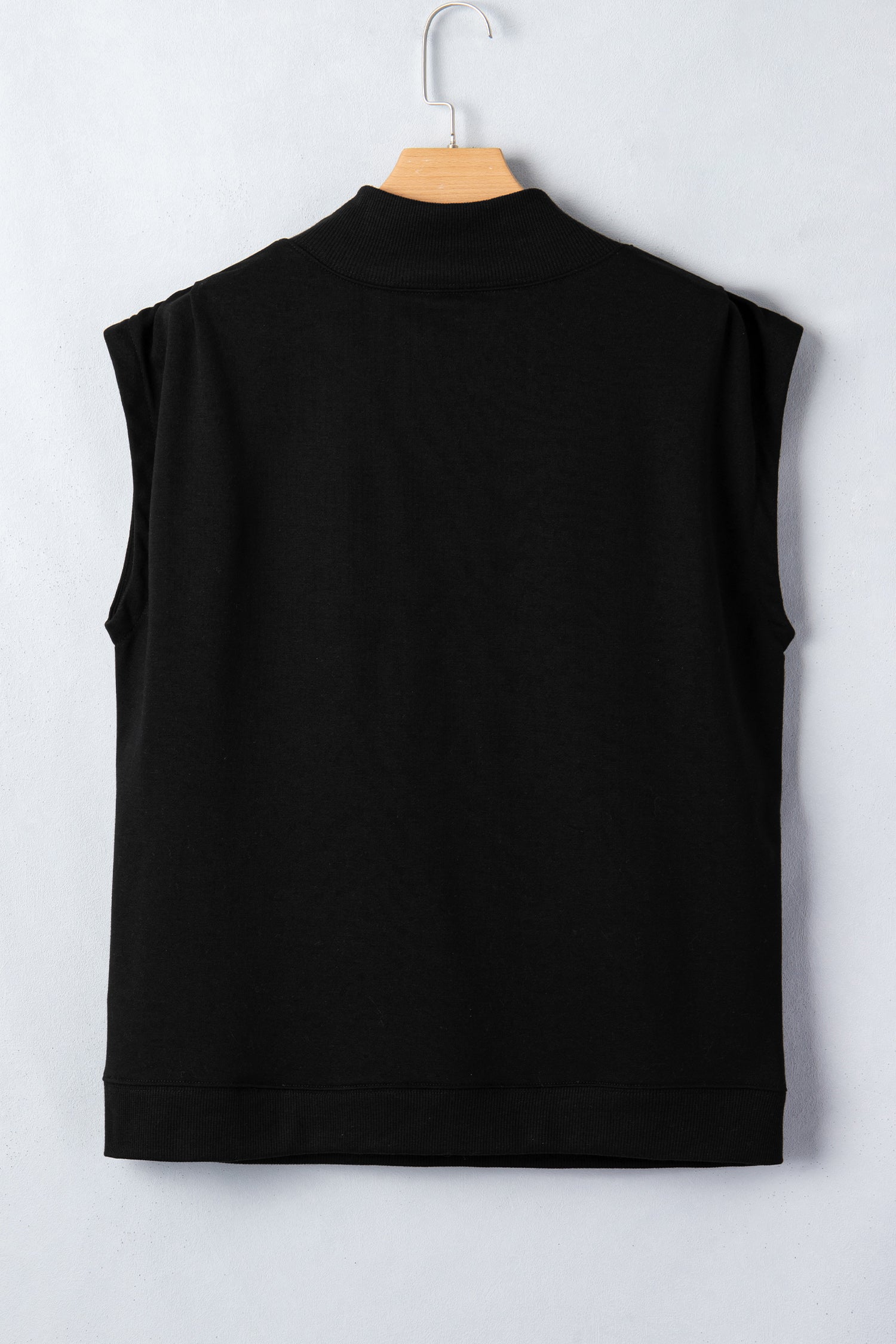 Yellow Solid Color High Neck Cap Sleeve Loose Top