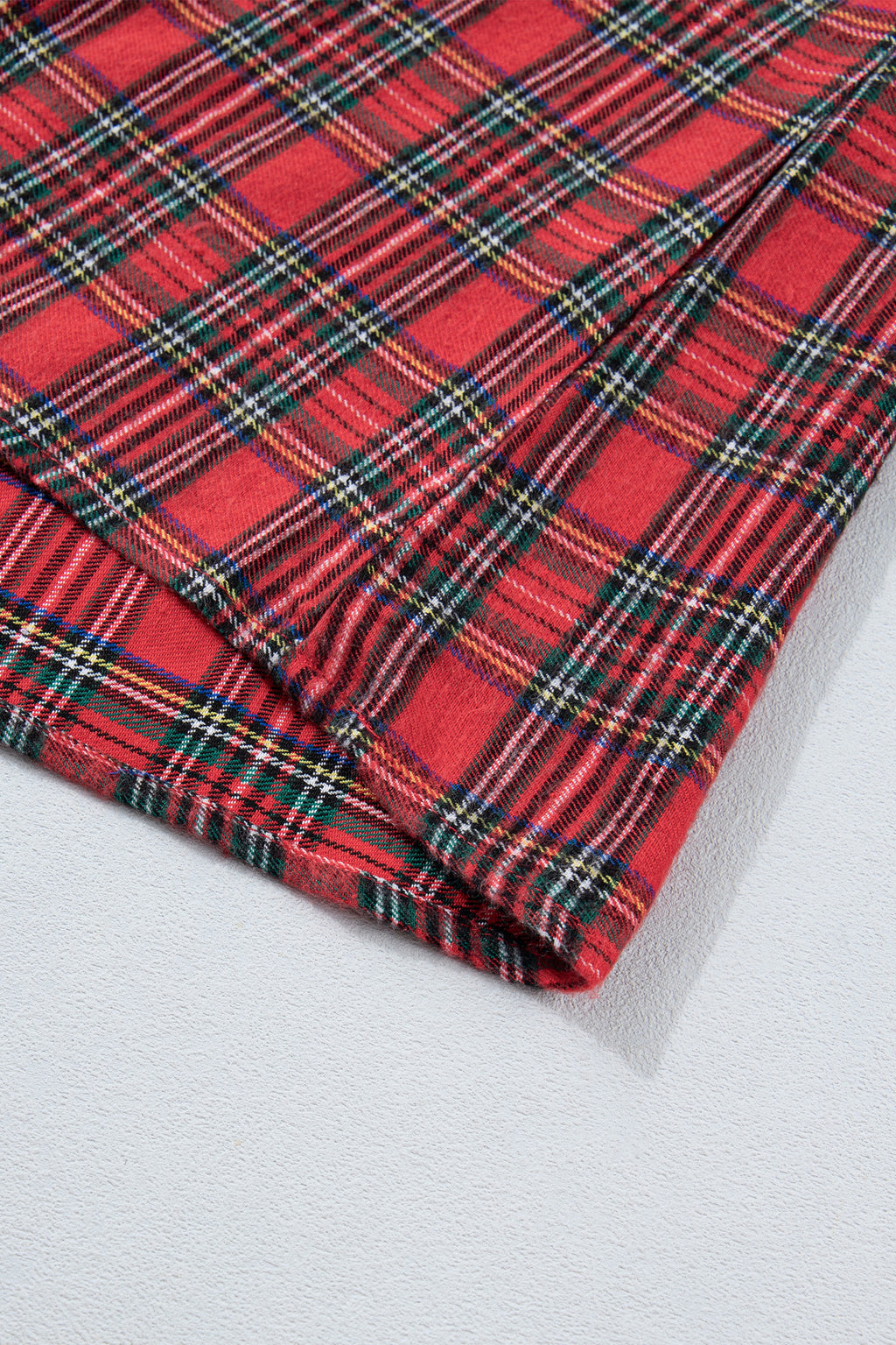 Red Plaid Square Collar Lace Trim Short Sleeve Shift Mini Dress