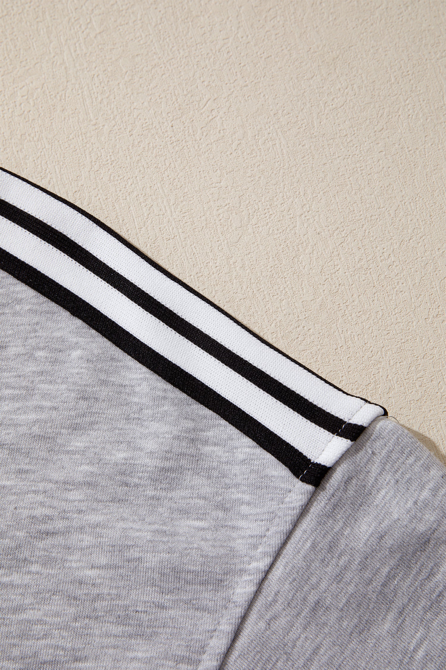 Light Grey Patchwork Detail Raw Edge Oversize Tee