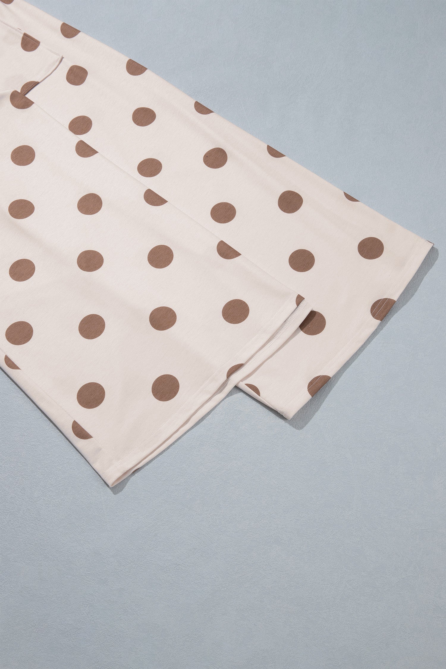 Beige Polka Dot Wide Leg Elastic Waist Casual Pants