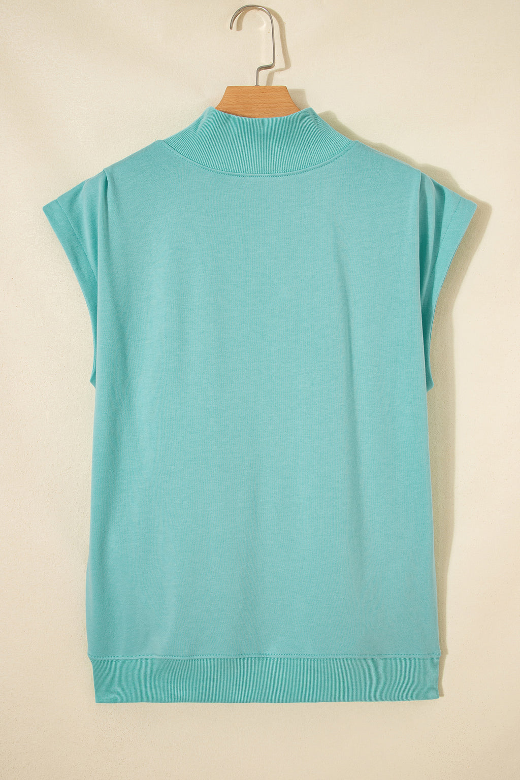 Yellow Solid Color High Neck Cap Sleeve Loose Top