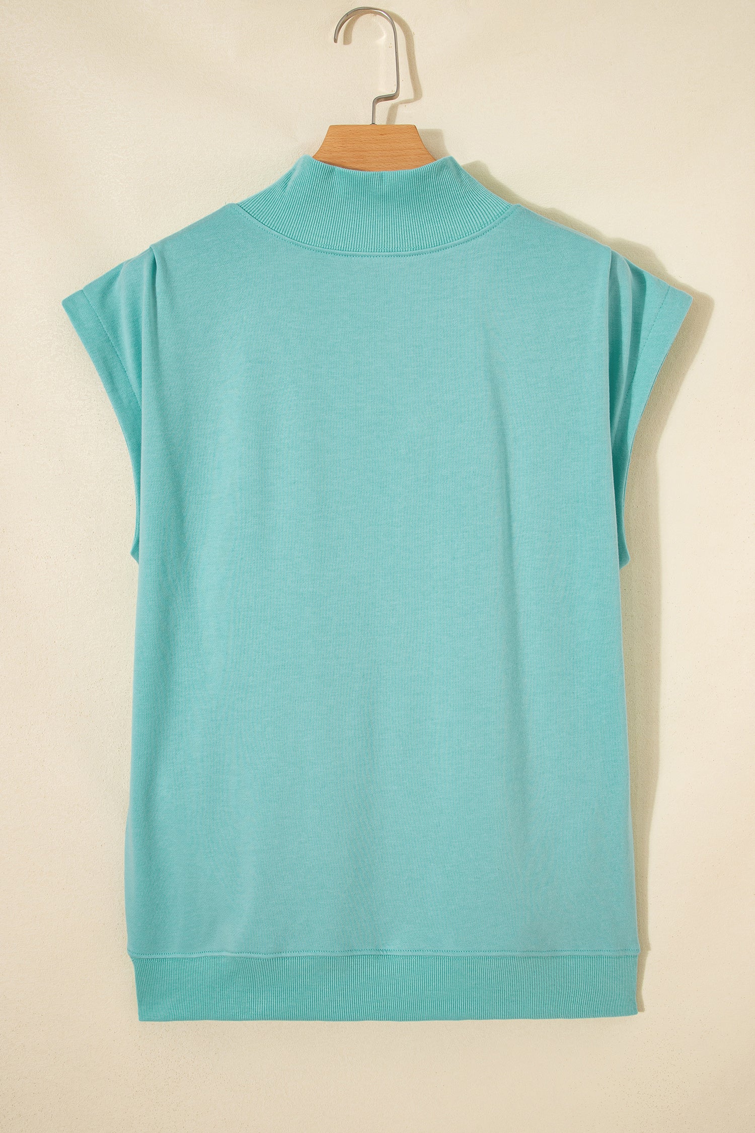 Yellow Solid Color High Neck Cap Sleeve Loose Top