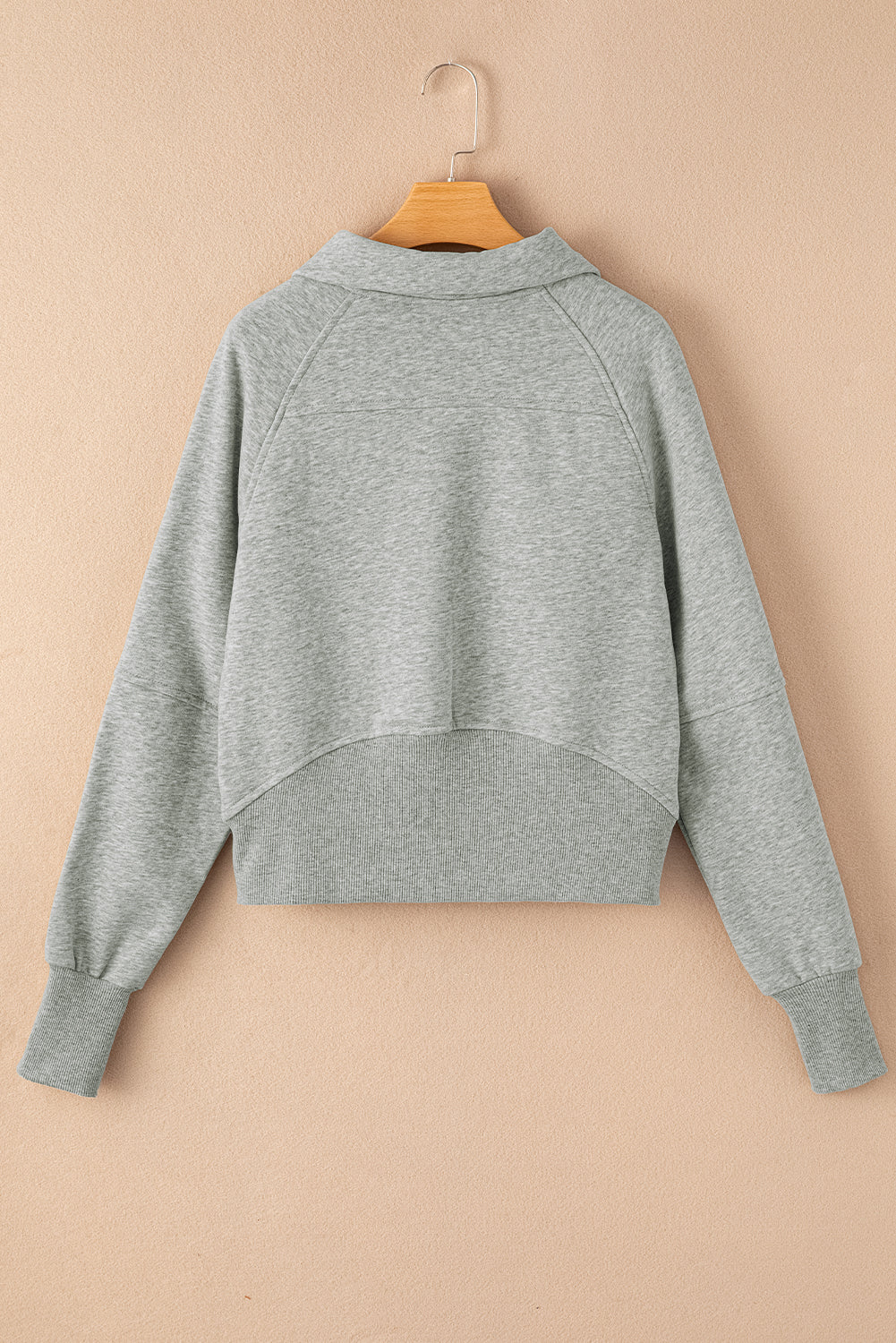 Phalaenopsis Zip Up Stand Collar Ribbed Thumbhole Sleeve Sweatshirt