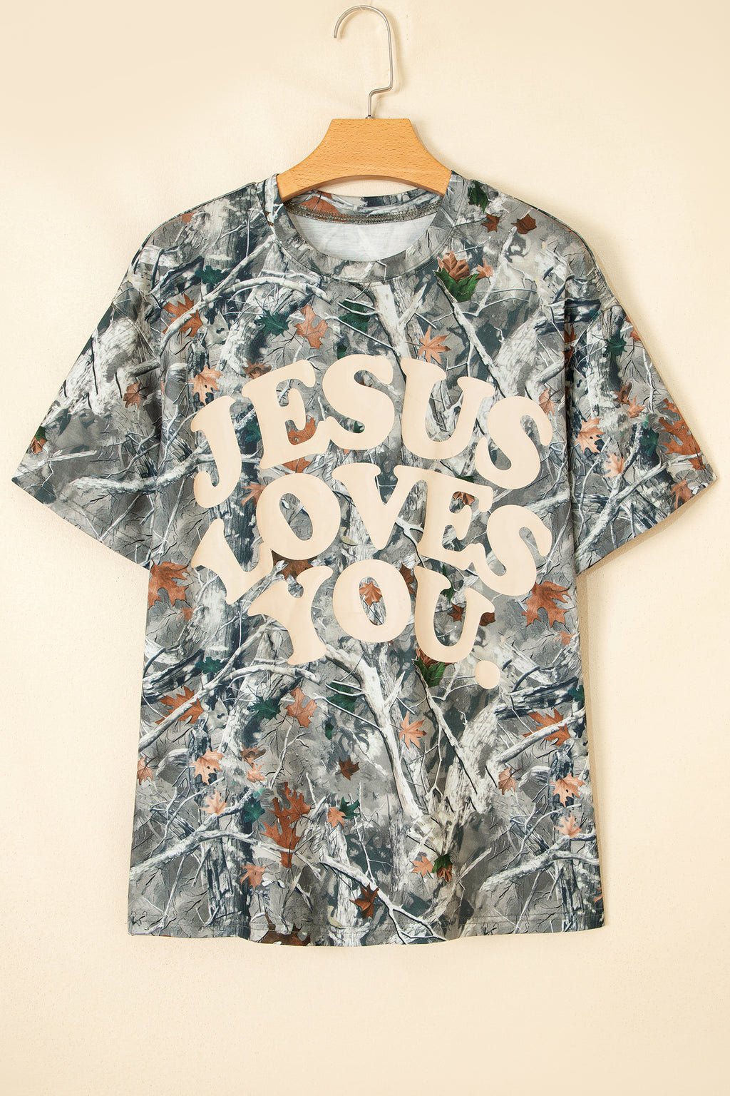Beige Camo Woodland LOVE LIKE JESUS Casual Tee