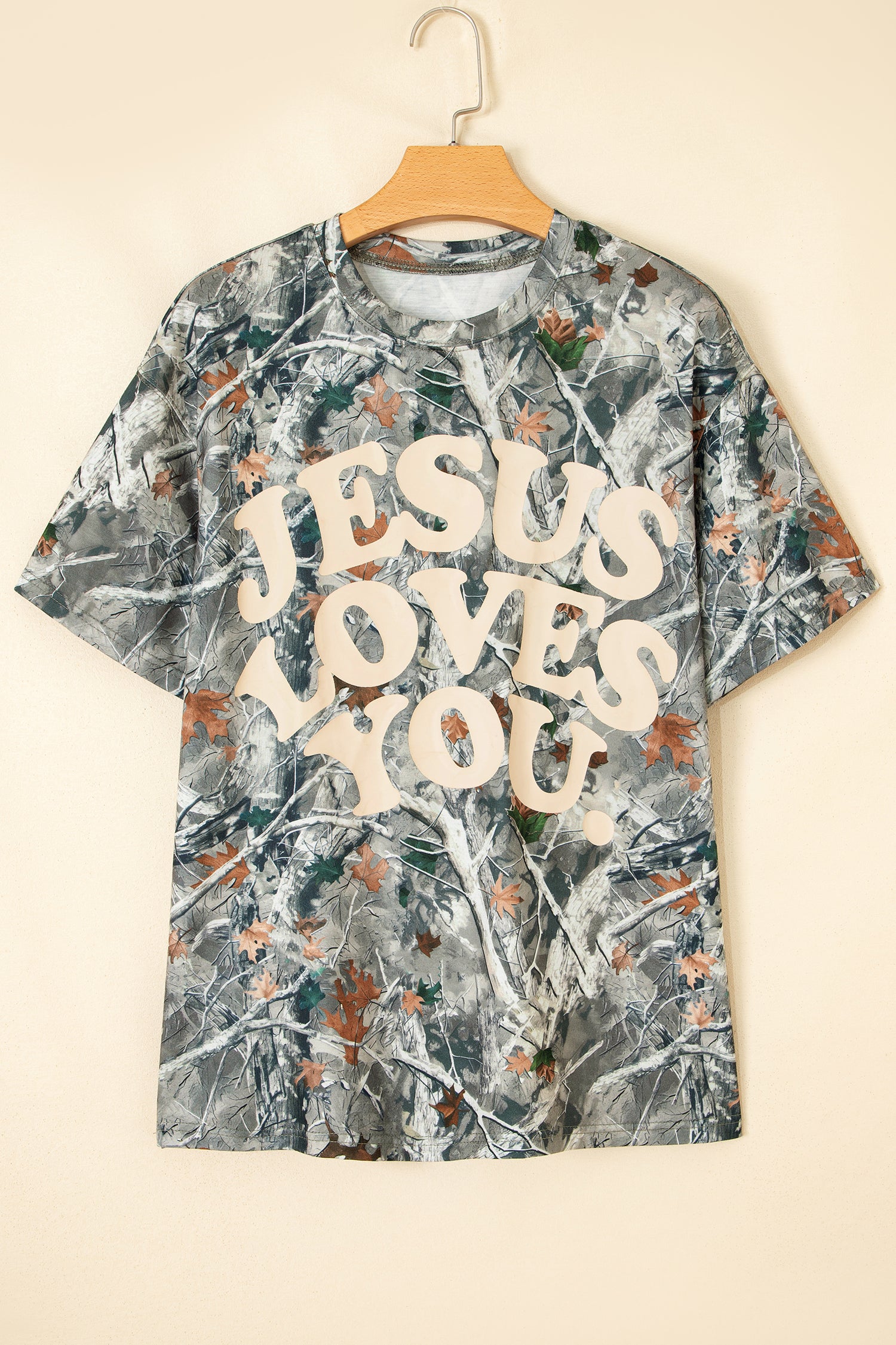 Beige Camo Woodland LOVE LIKE JESUS Casual Tee