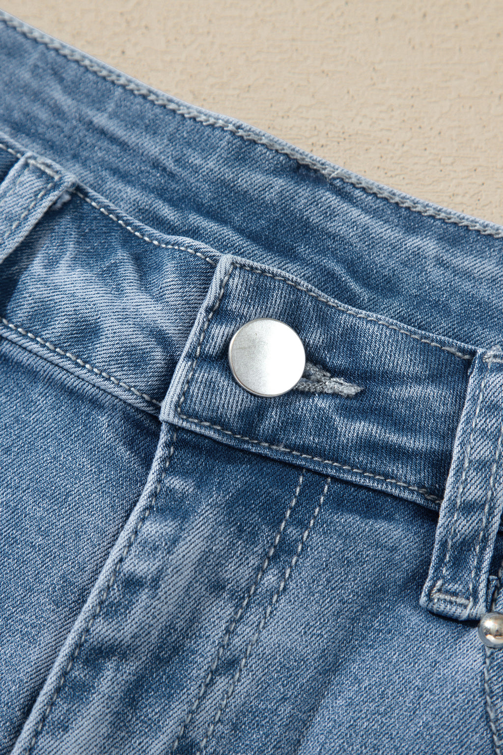 Dusk Blue Side Seam Rivet Detail Ankle Length Casual Jeans