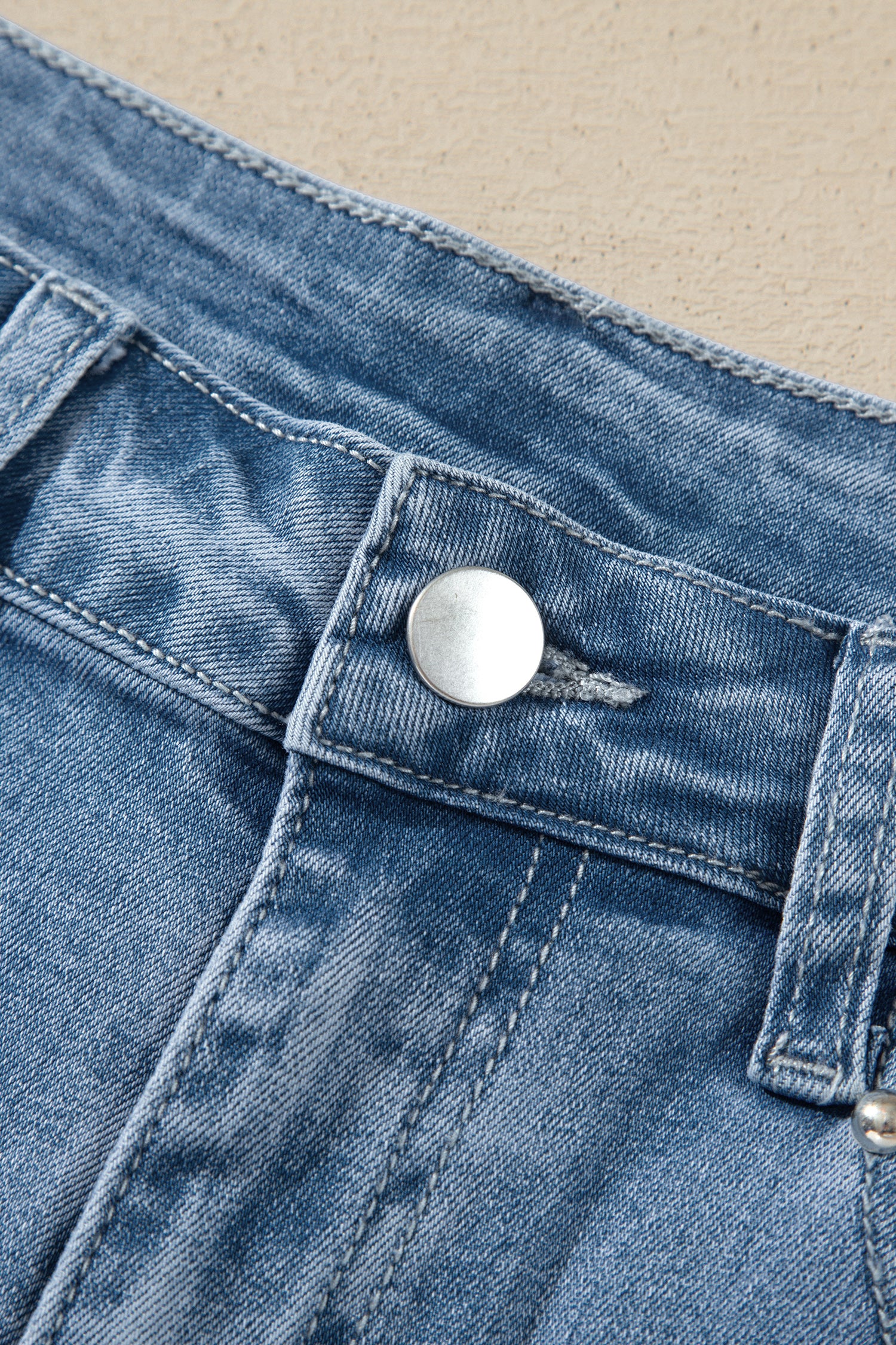 Dusk Blue Side Seam Rivet Detail Ankle Length Casual Jeans