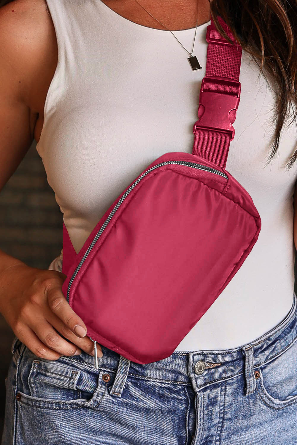 Black Waterproof Zipped Fanny Pack Crossbody Bag