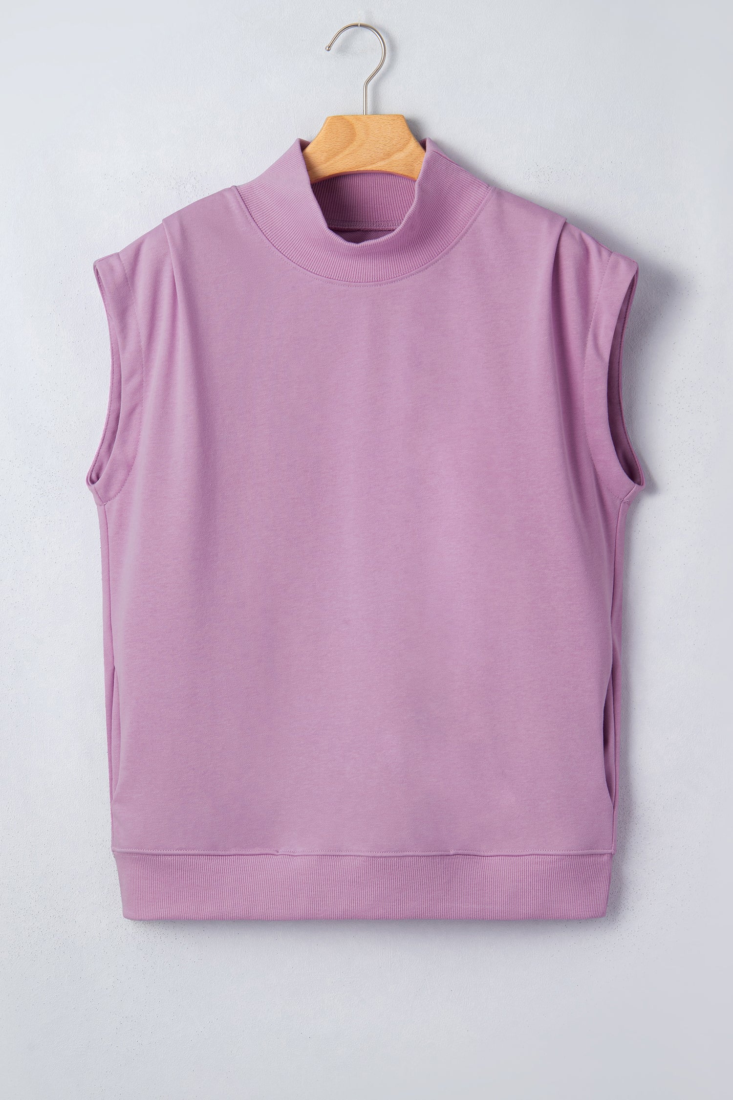 Yellow Solid Color High Neck Cap Sleeve Loose Top