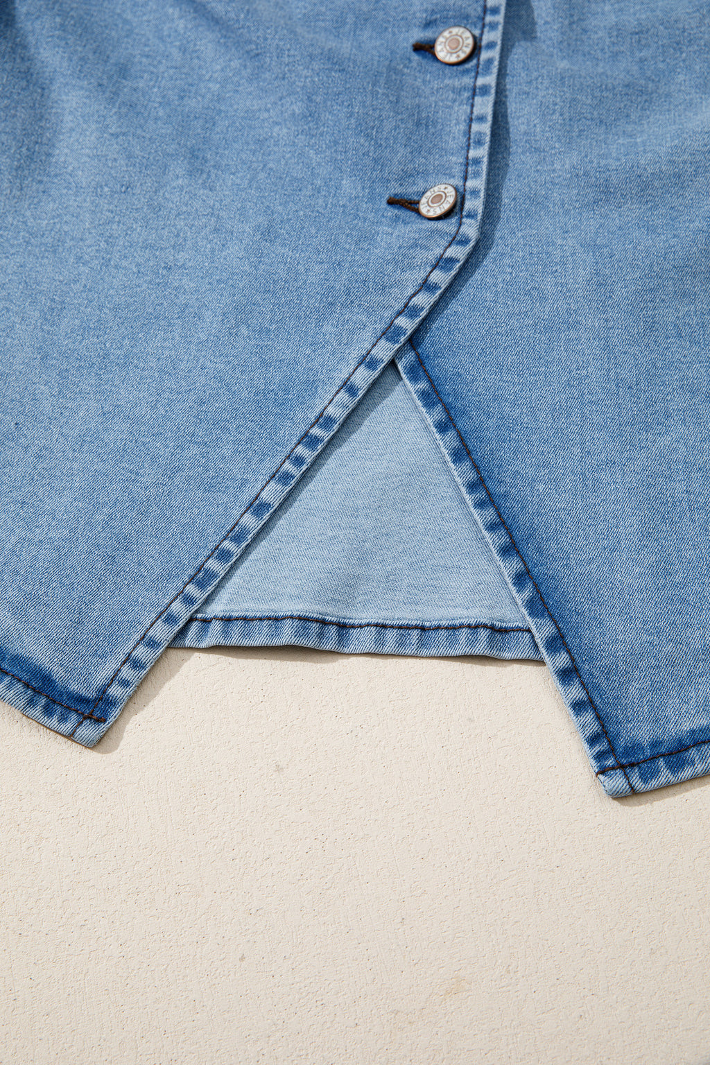 Ashleigh Blue Buttoned Front Slit Denim Vest