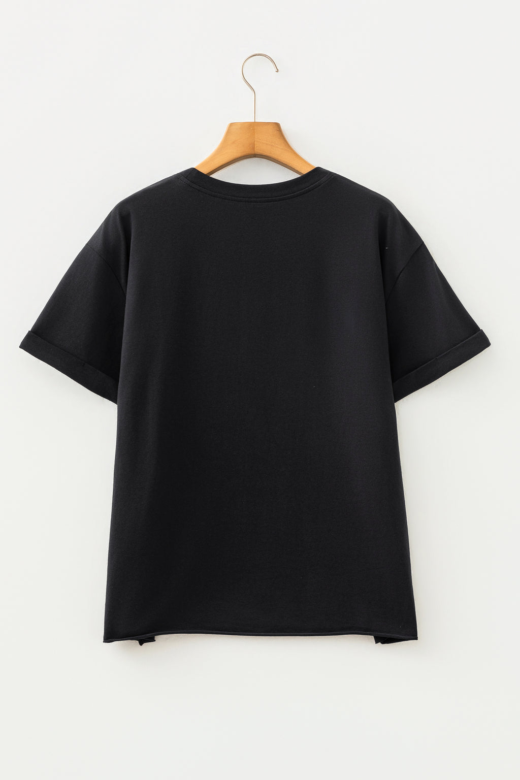 Black Game Day Camo Letter Print Round Neck Casual T Shirt