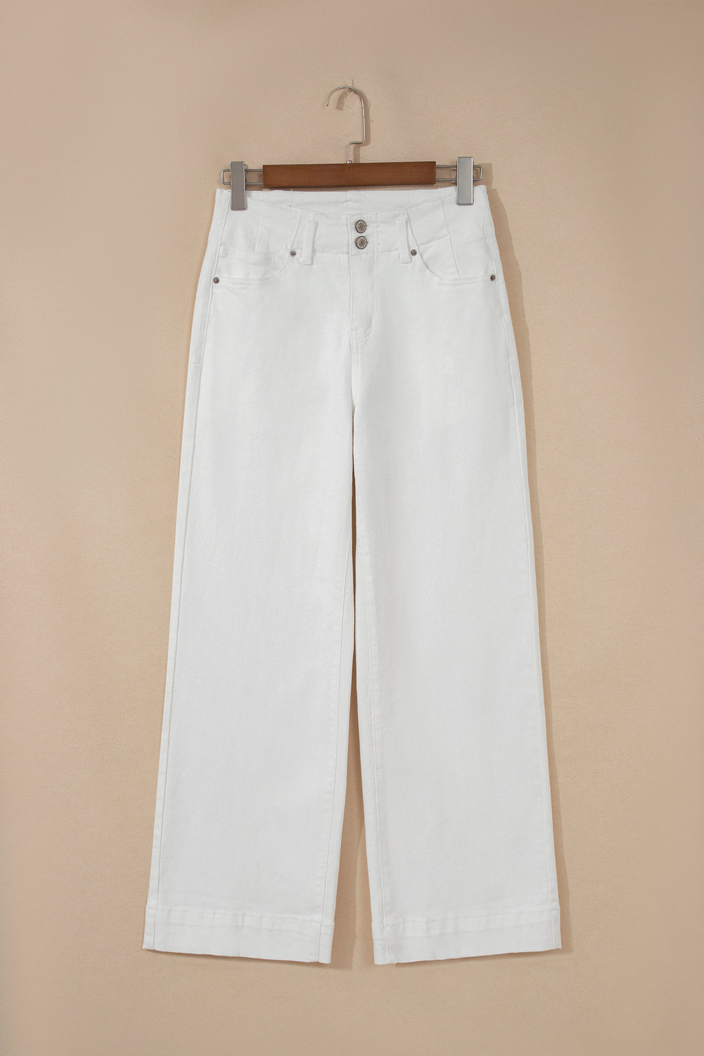 Mist Green 2-Button High Waist Wide Leg Jeans