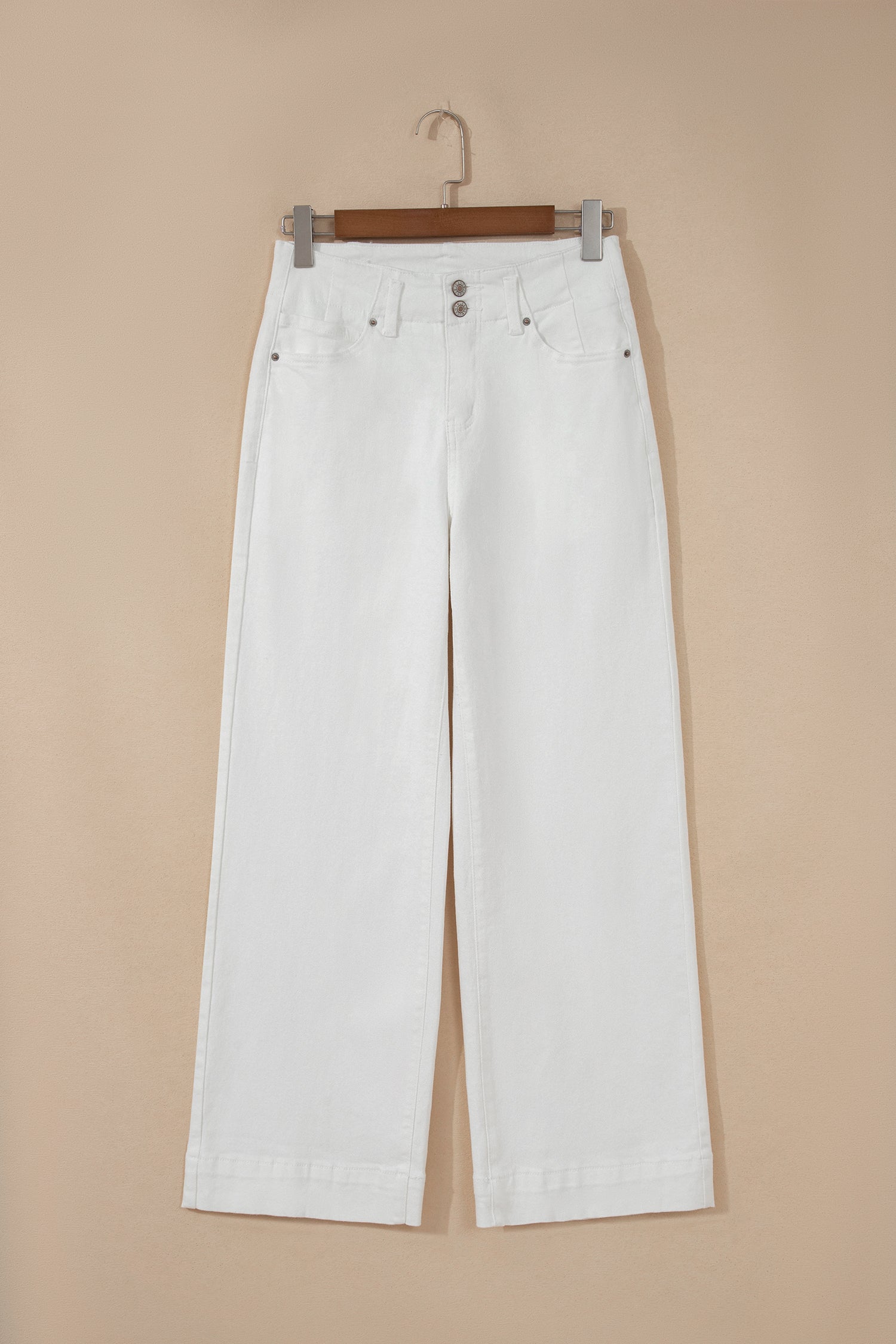 Mist Green 2-Button High Waist Wide Leg Jeans