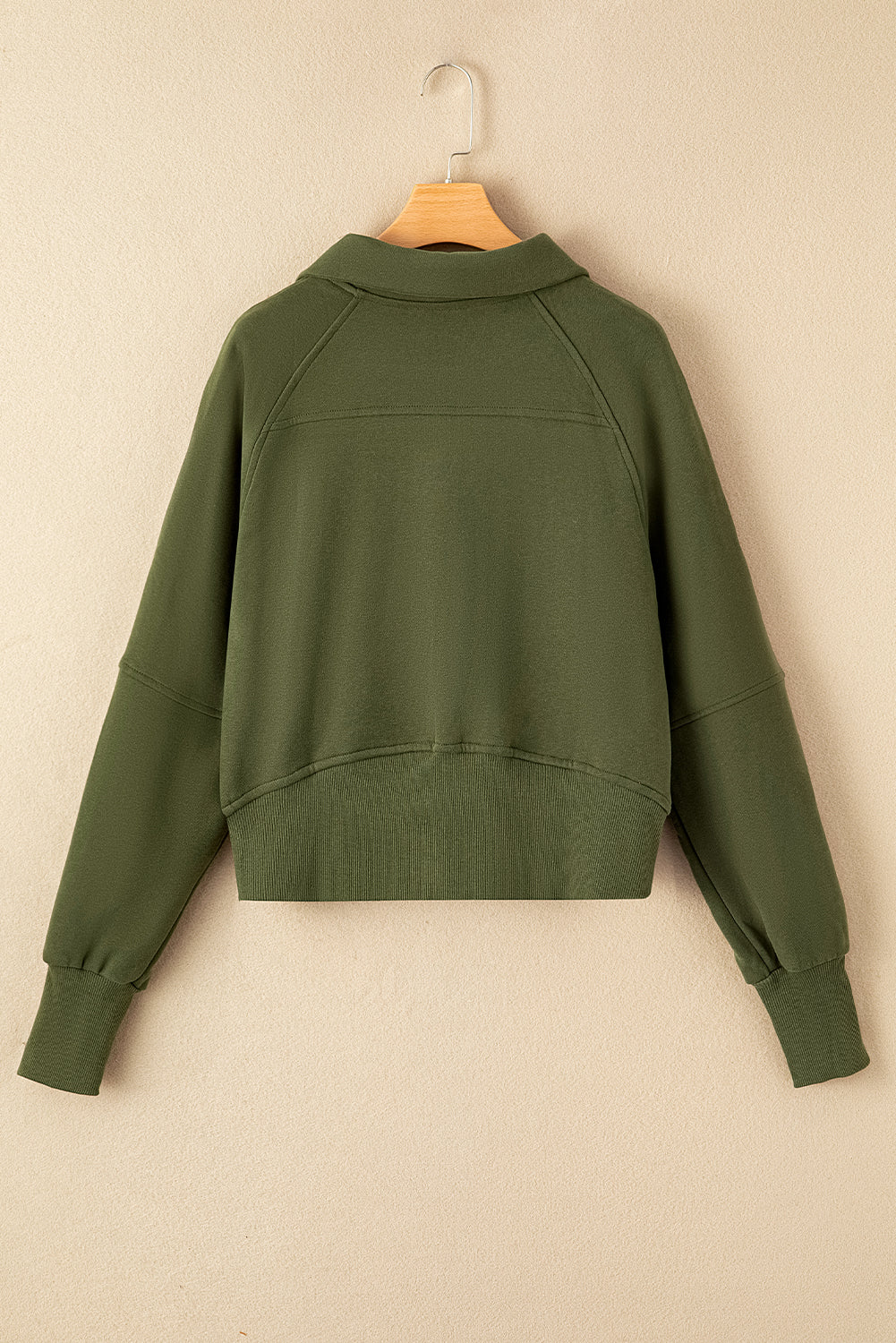Phalaenopsis Zip Up Stand Collar Ribbed Thumbhole Sleeve Sweatshirt