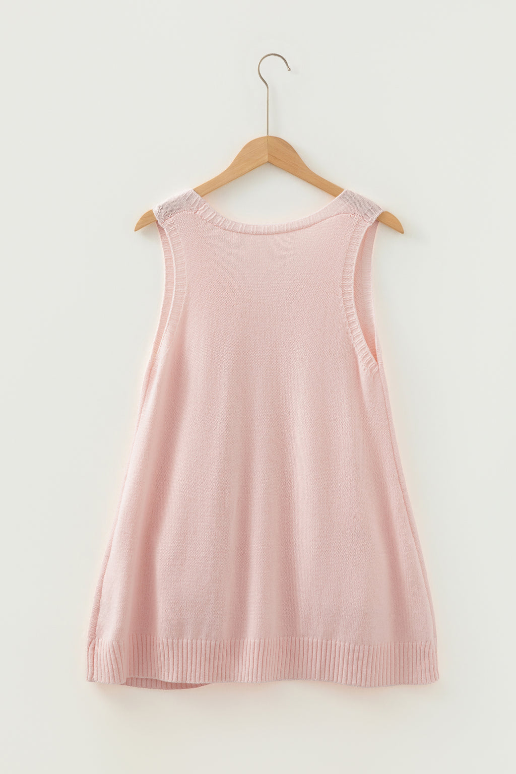 Delicacy Ribbed Deep V Neckline Front Pocketed Loose Tunic Sweater Vest