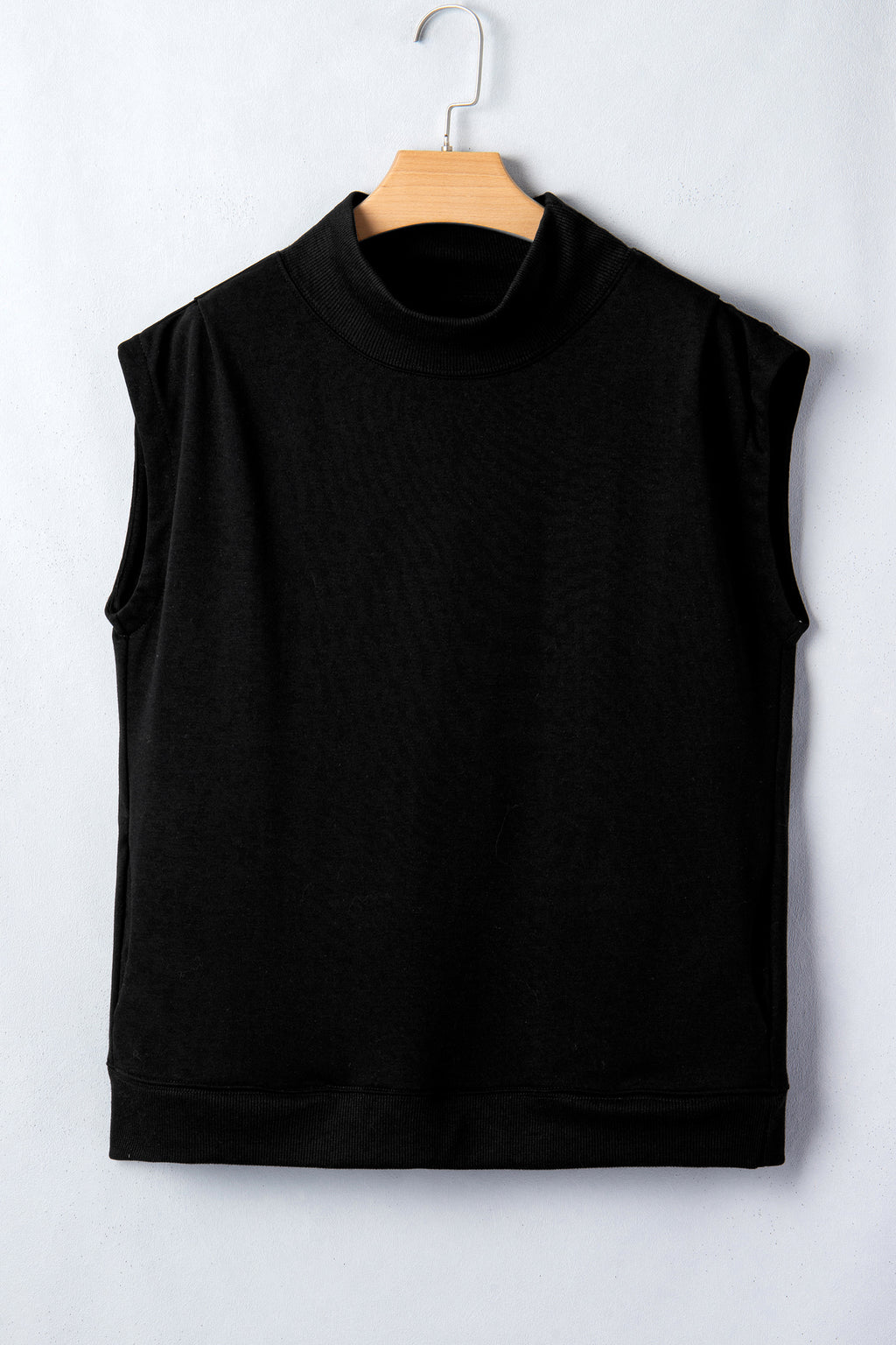 Yellow Solid Color High Neck Cap Sleeve Loose Top