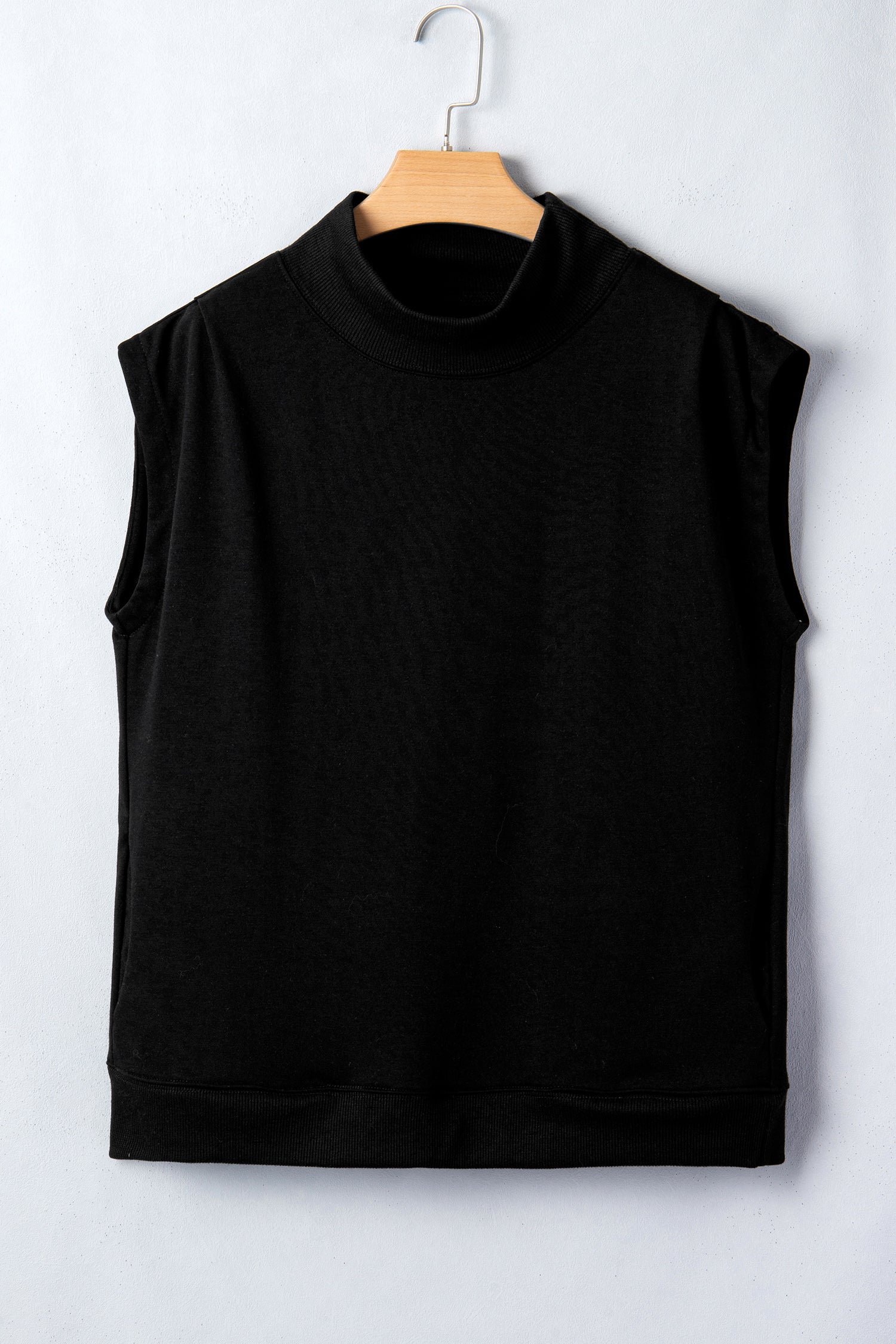 Yellow Solid Color High Neck Cap Sleeve Loose Top
